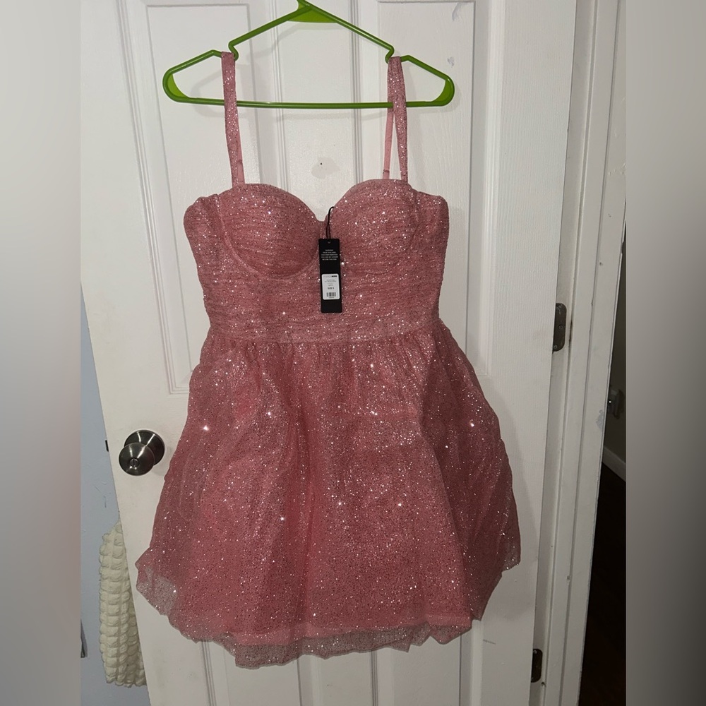 Fashion Nova Pink Glitter Dress